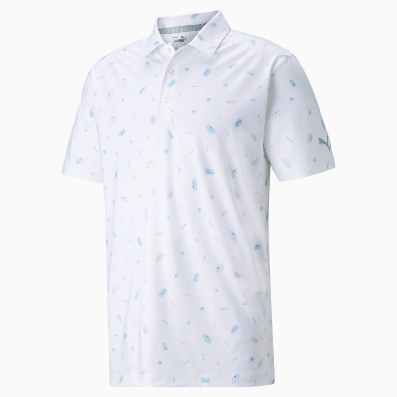Polo Puma MATTR Snack Shack Blancos Azules | 90431VNYI