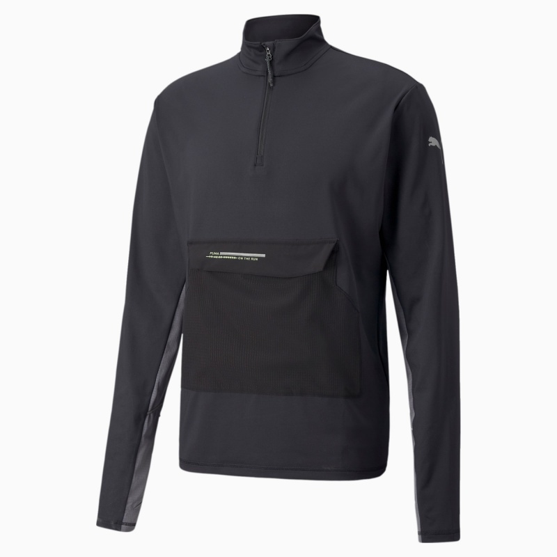 Running Top Puma COOLADAPT Half-Zip Negros | 10458NQYX