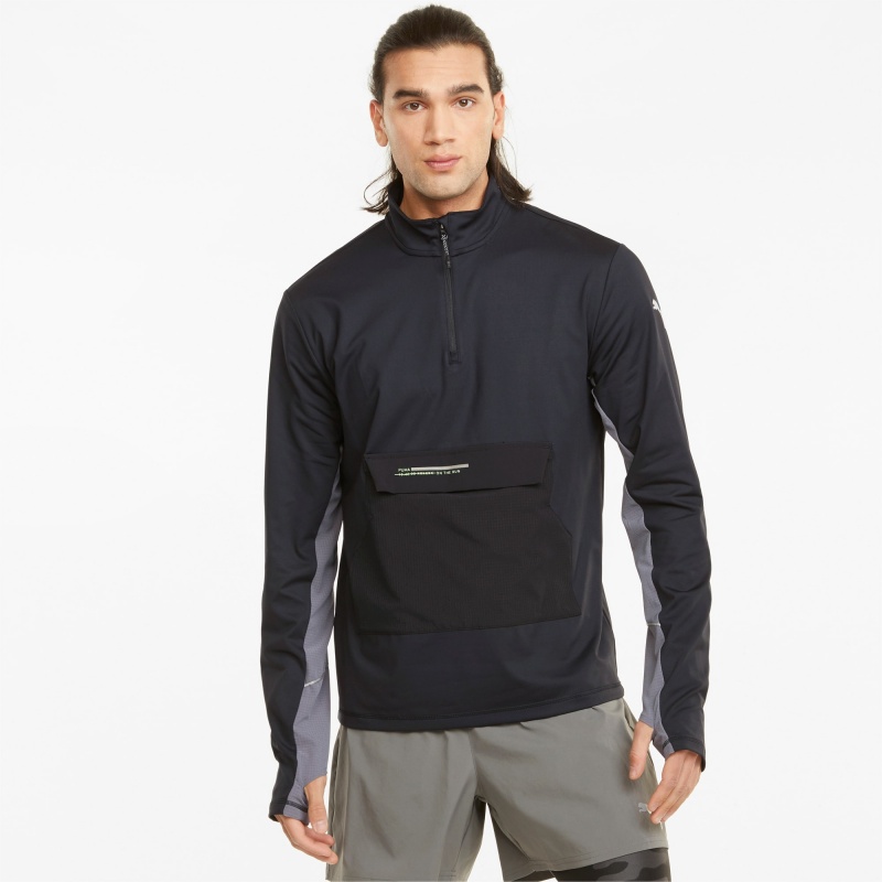 Running Top Puma COOLADAPT Half-Zip Negros | 10458NQYX
