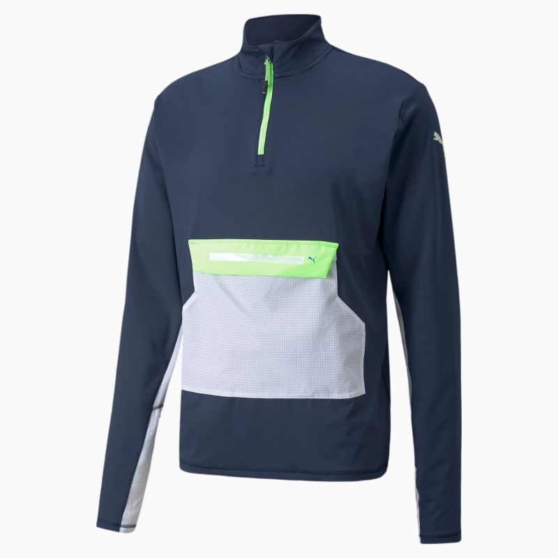 Running Top Puma COOLADAPT Half-Zip Verdes | 12837EBGW