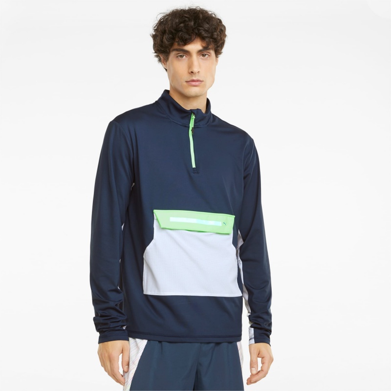 Running Top Puma COOLADAPT Half-Zip Verdes | 12837EBGW