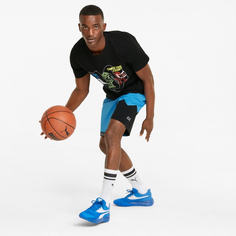 Short Puma Jaws Woven Basketball Negros | 67241UDLF