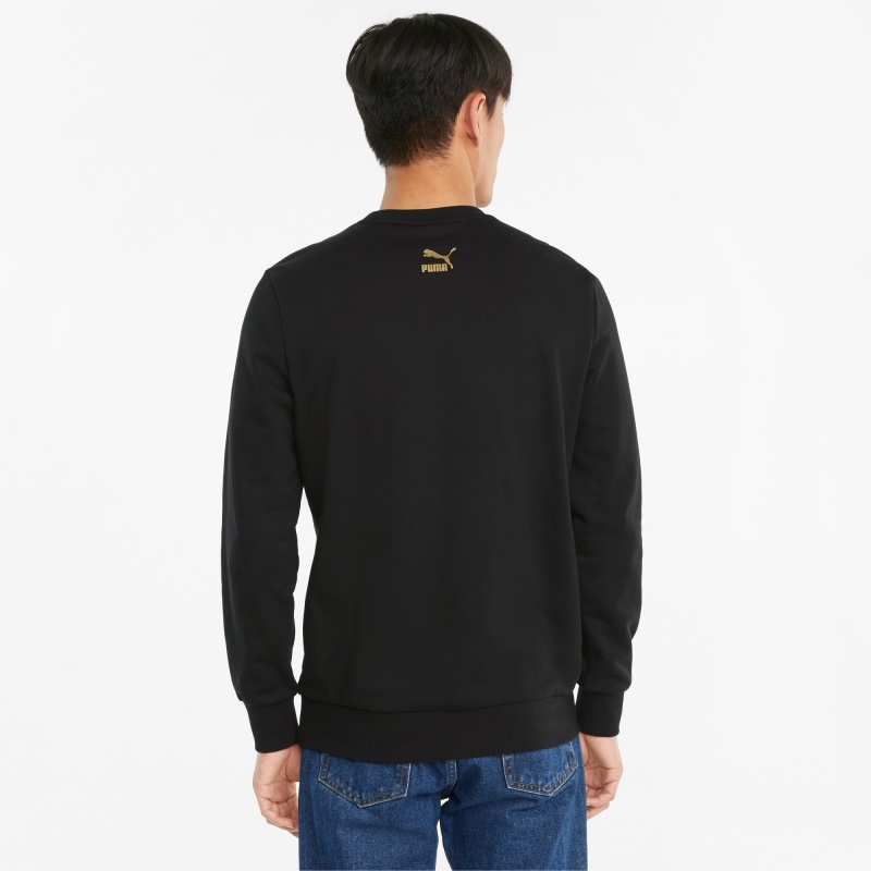Sudadera Puma CG Estampados French Terry Crew Neck Negros Dorados | 02537GWLS