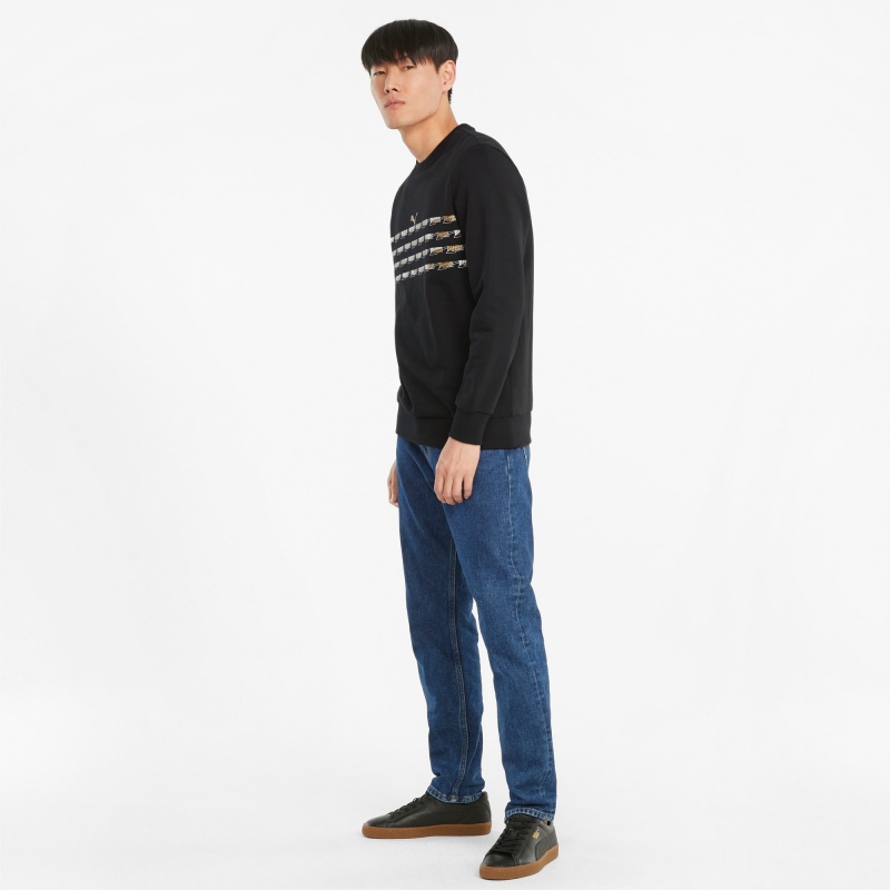 Sudadera Puma CG Estampados French Terry Crew Neck Negros Dorados | 02537GWLS