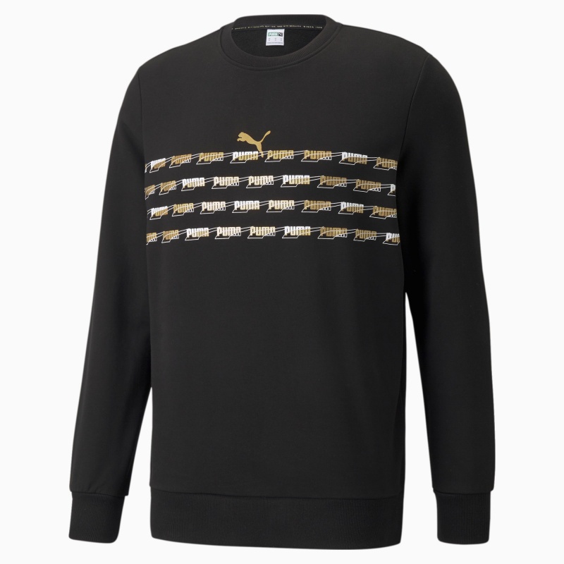 Sudadera Puma CG Estampados French Terry Crew Neck Negros Dorados | 02537GWLS