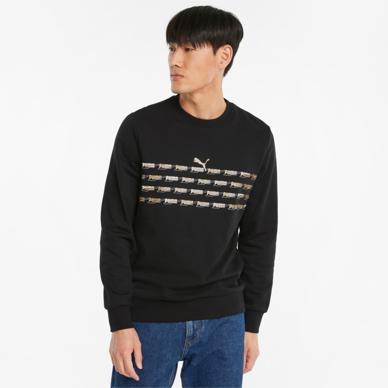 Sudadera Puma CG Estampados French Terry Crew Neck Negros Dorados | 02537GWLS