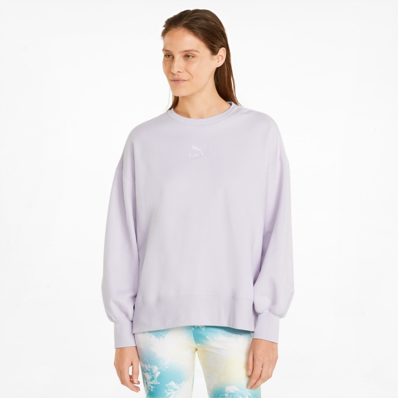 Sudadera Puma Classics Oversized Crew Lavanda | 05617HXJM