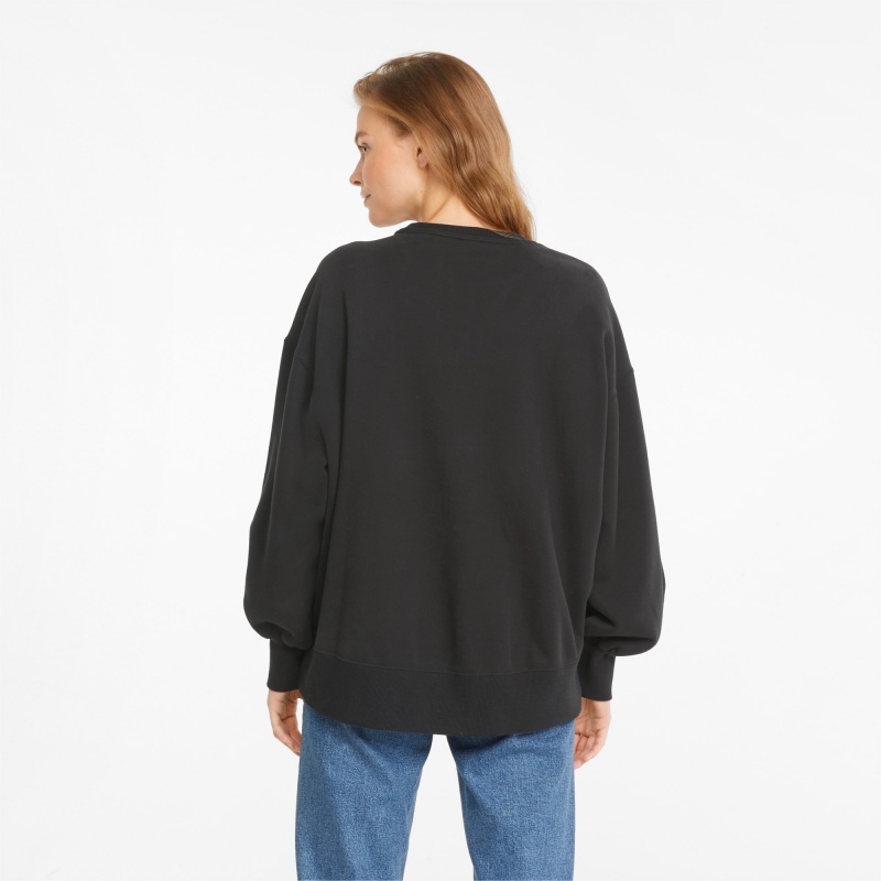 Sudadera Puma Classics Oversized Crew Negros | 49175QWKV