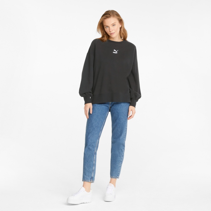 Sudadera Puma Classics Oversized Crew Negros | 49175QWKV