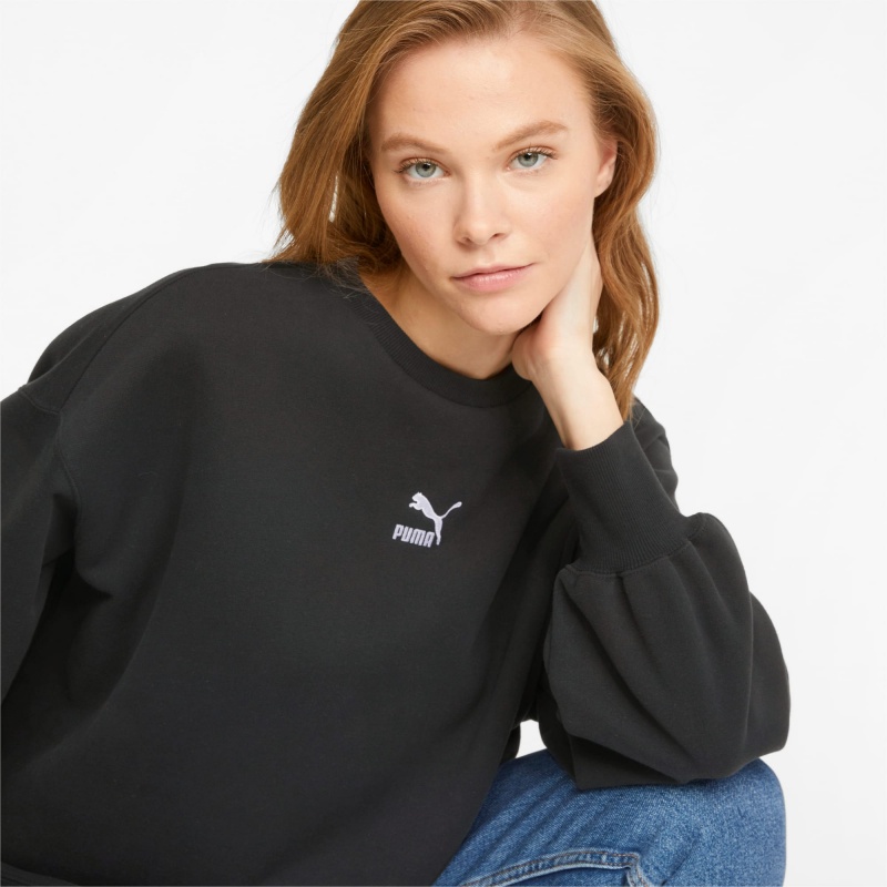 Sudadera Puma Classics Oversized Crew Negros | 49175QWKV