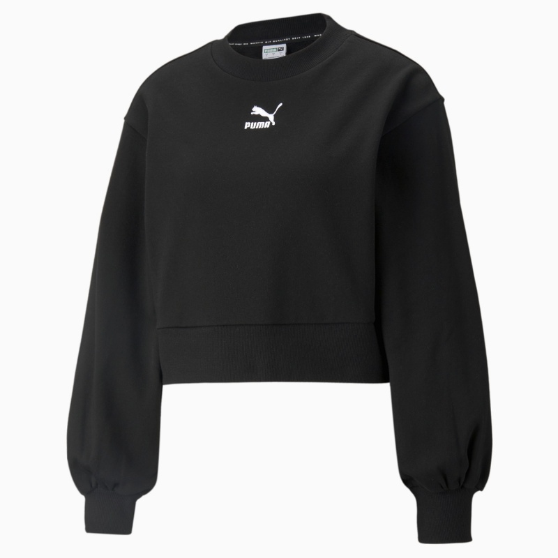 Sudadera Puma Classics Puff Sleeve Crew Neck Negros | 87365WPVD