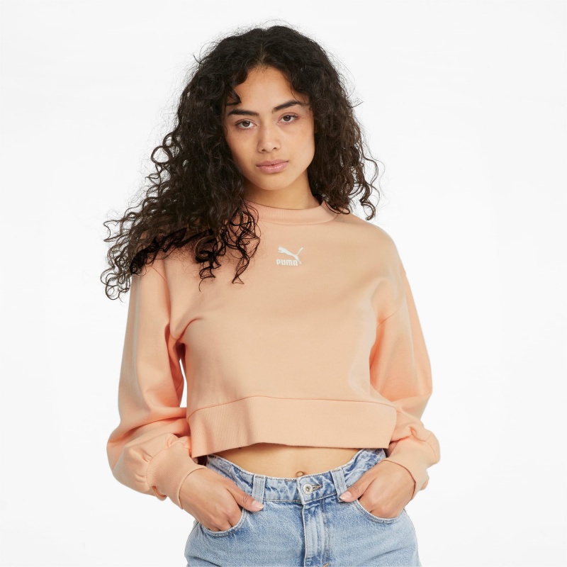 Sudadera Puma Classics Puff Sleeve Crew Neck Peach Parfait | 72839VYEP