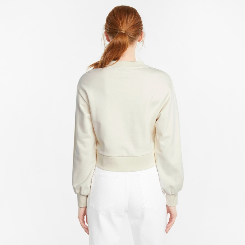 Sudadera Puma Classics Puff Sleeve Crew Neck Ivory Glow | 32584ZOHE