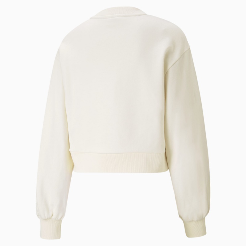 Sudadera Puma Classics Puff Sleeve Crew Neck Ivory Glow | 32584ZOHE
