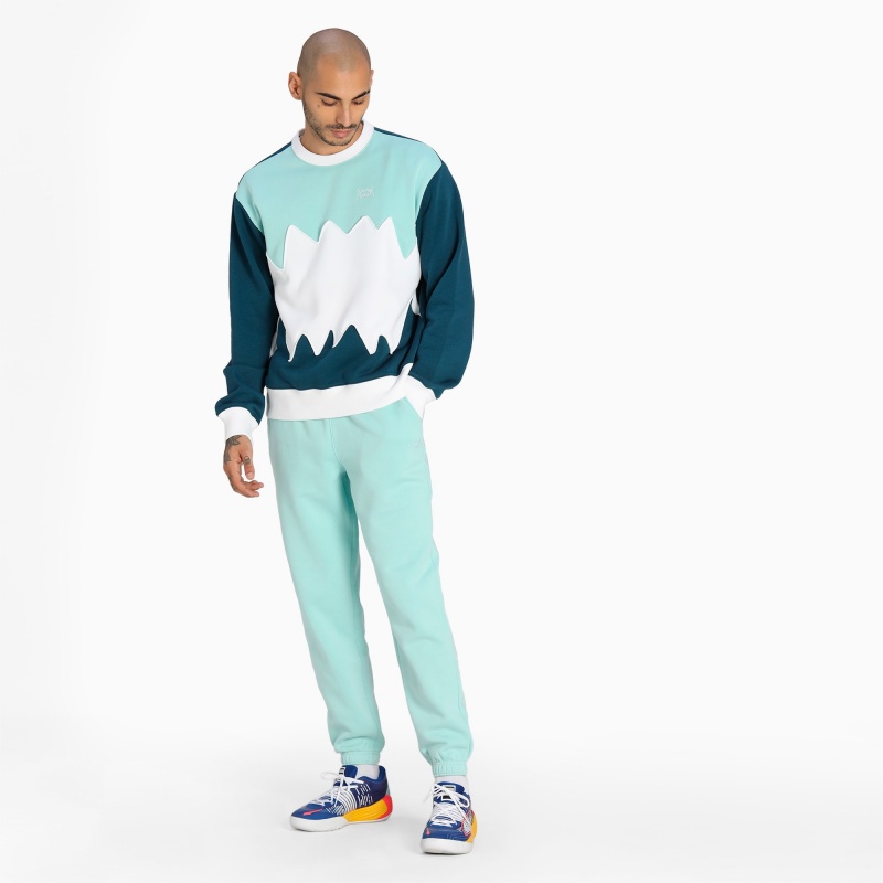 Sudadera Puma Enrolment Crew Neck Basketball Azules | 95074WNFB