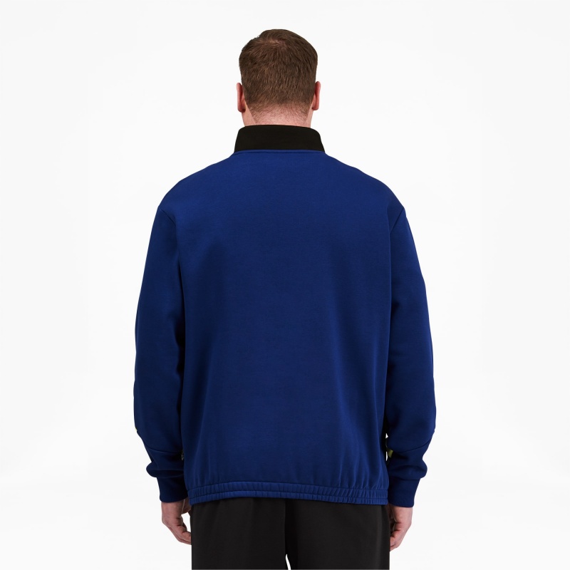 Sudadera Puma Rebel Fleece Half Zip BT Azules Negros | 15376WEAU