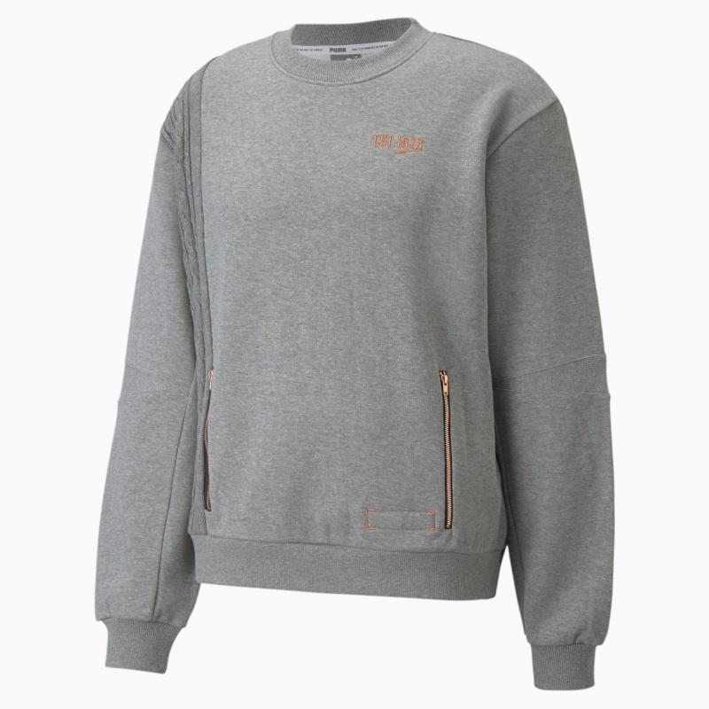 Sudadera Puma Scorecard Crew Neck Basketball Medium Gray Heather | 25418JEUS
