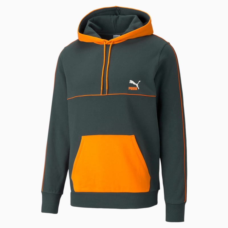 Sudadera con Capucha Puma CLSX Piped Regular Verdes | 14207HDST