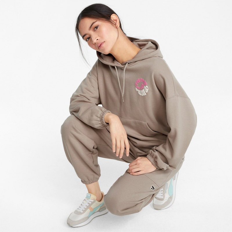 Sudadera con Capucha Puma Downtown Estampados Verdes | 05679NBRL