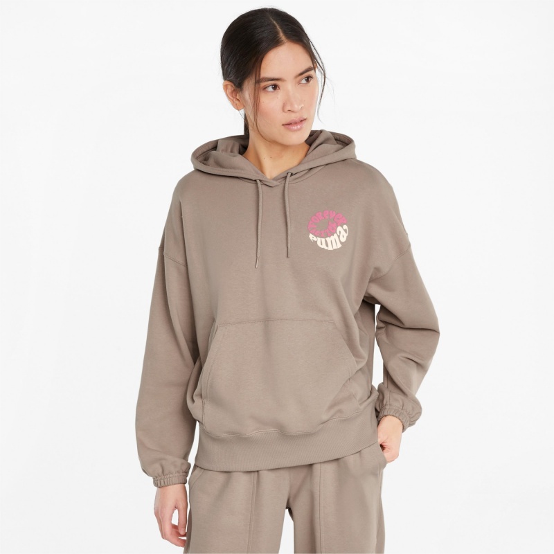 Sudadera con Capucha Puma Downtown Estampados Verdes | 05679NBRL