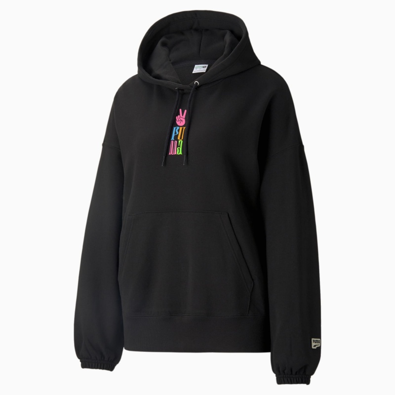 Sudadera con Capucha Puma Downtown Estampados Negros | 59148RCQE