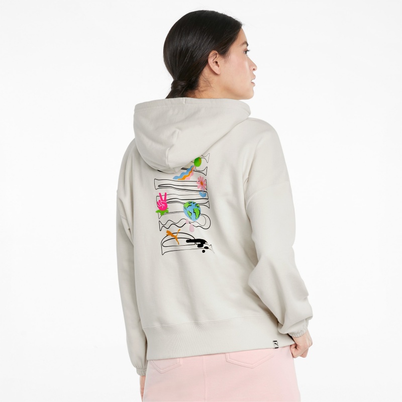 Sudadera con Capucha Puma Downtown Estampados Ivory Glow | 84219DBQW