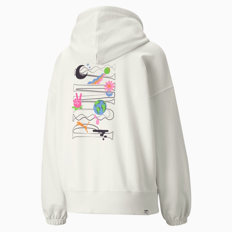 Sudadera con Capucha Puma Downtown Estampados Ivory Glow | 84219DBQW