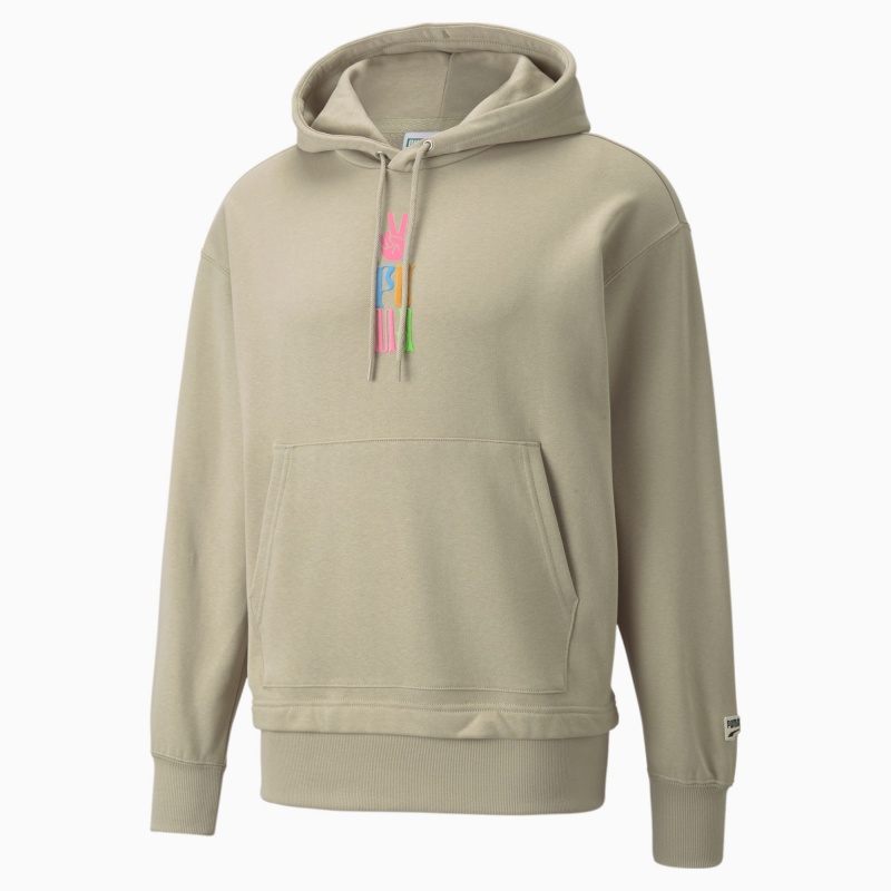 Sudadera con Capucha Puma Downtown Estampados French Terry Verdes | 39706WUPV