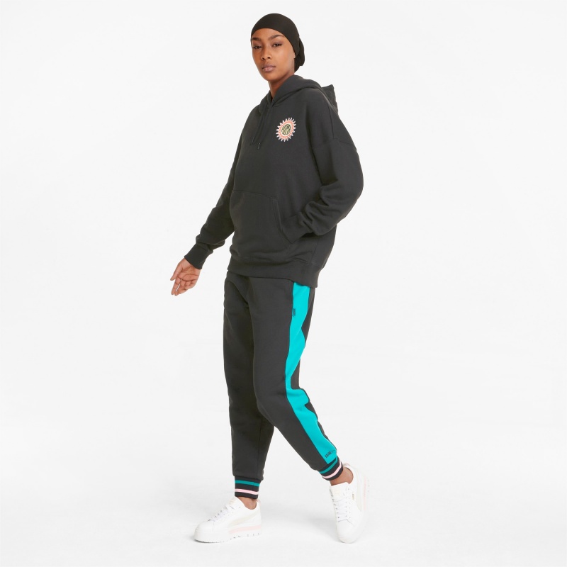 Sudadera con Capucha Puma Downtown Relaxed Negros | 08645AVXM