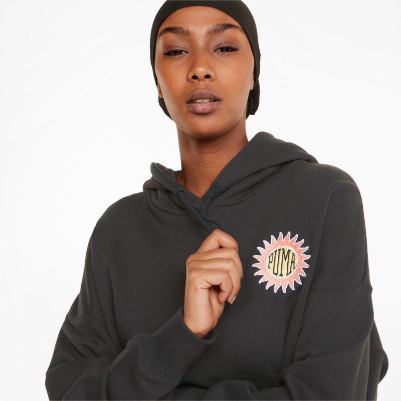 Sudadera con Capucha Puma Downtown Relaxed Negros | 08645AVXM