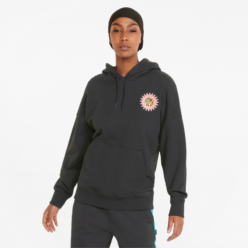 Sudadera con Capucha Puma Downtown Relaxed Negros | 08645AVXM