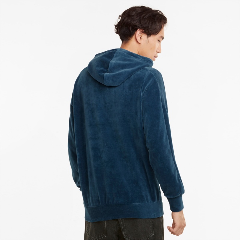 Sudadera con Capucha Puma Iconic T7 Velour Azules | 53026LCSF