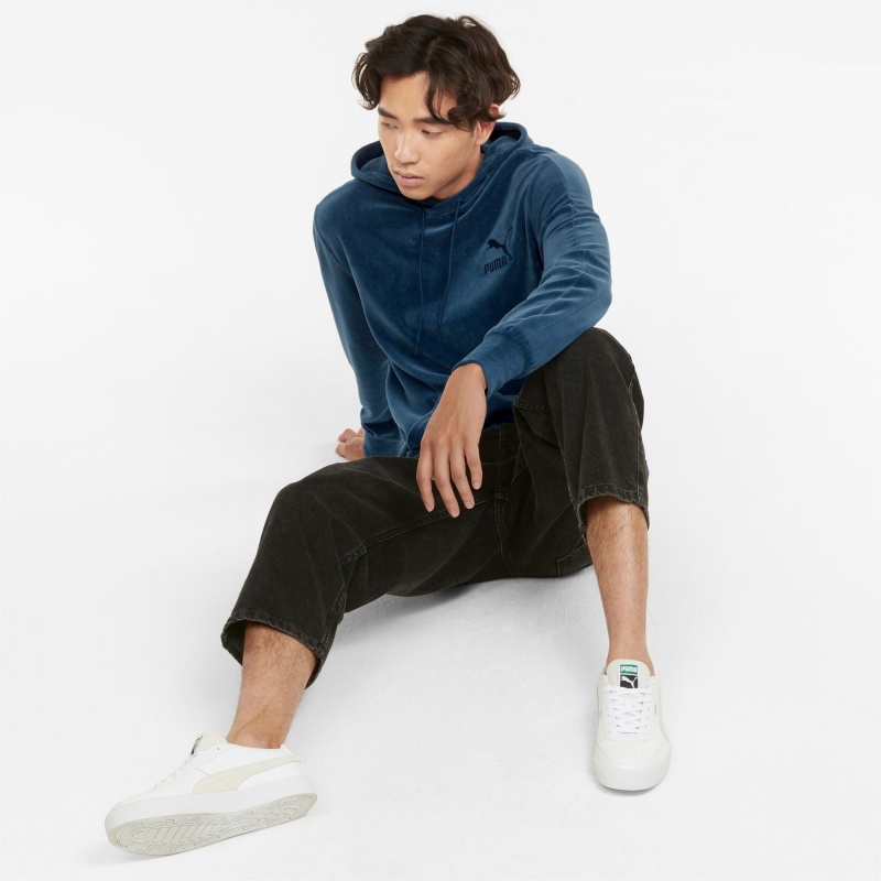 Sudadera con Capucha Puma Iconic T7 Velour Azules | 53026LCSF