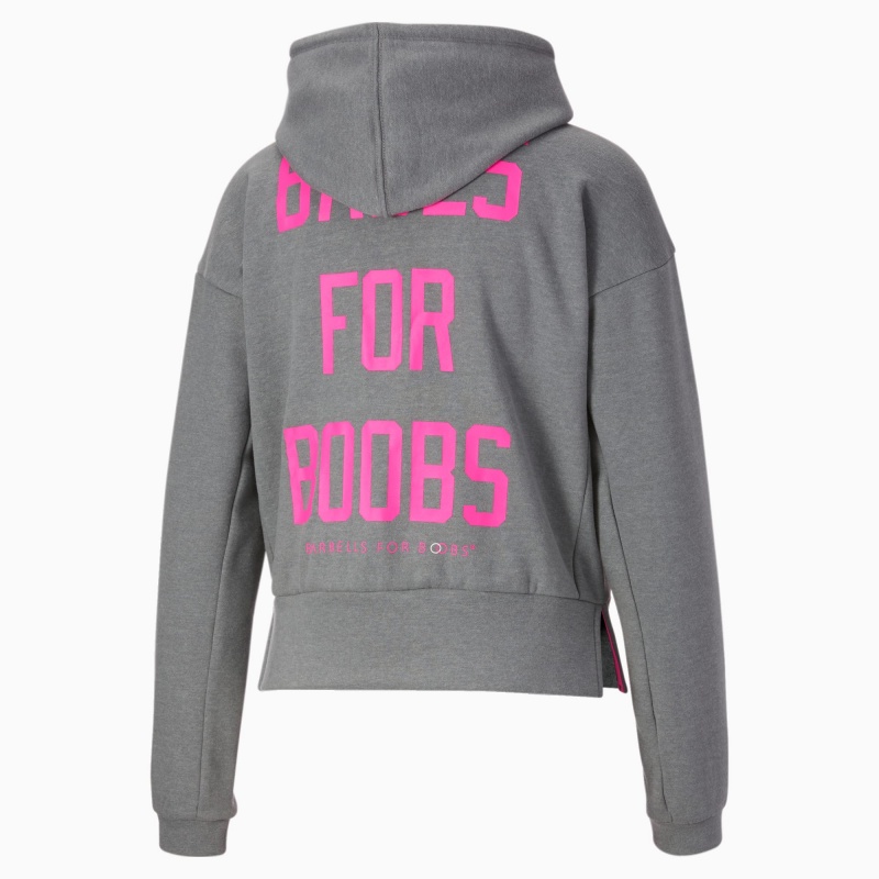 Sudadera con Capucha Puma PUMA x BARBELLS FOR BOOBS Zip Front Entrenamiento Medium Gray Heather | 02857IMHX