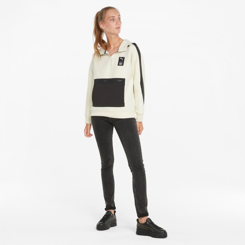 Sudadera con Capucha Puma PUMA x FIRST MILE Double Knit Ivory Glow | 42018OVCJ