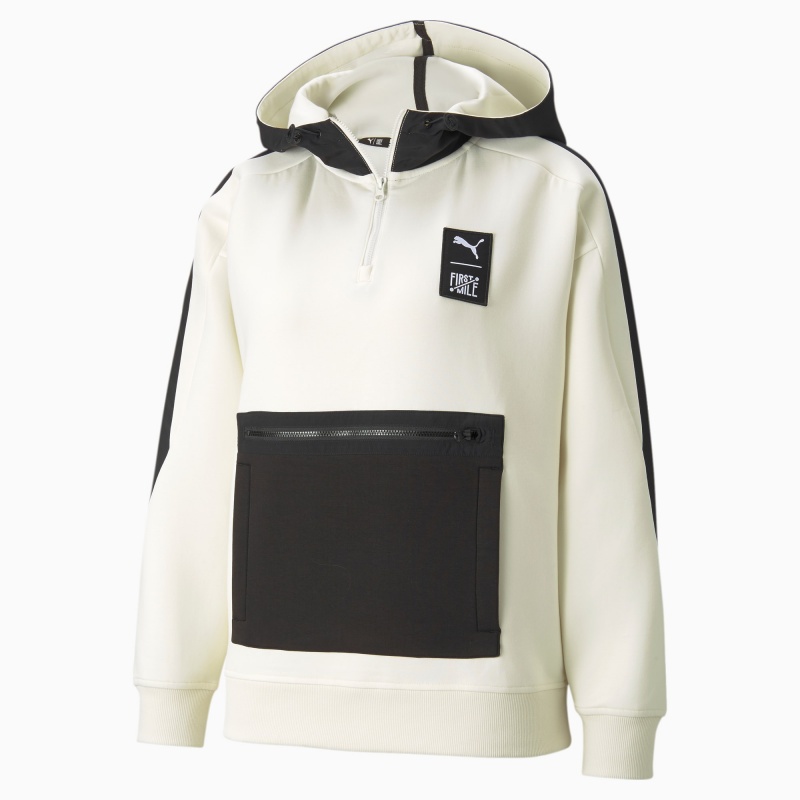 Sudadera con Capucha Puma PUMA x FIRST MILE Double Knit Ivory Glow | 42018OVCJ
