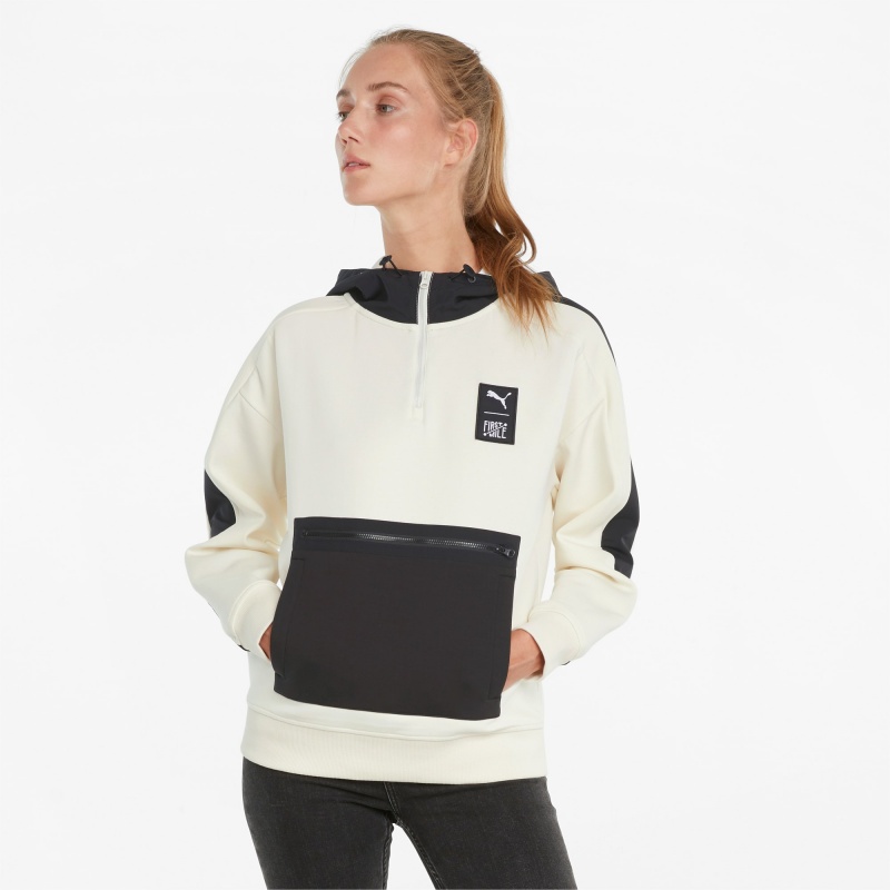 Sudadera con Capucha Puma PUMA x FIRST MILE Double Knit Ivory Glow | 42018OVCJ