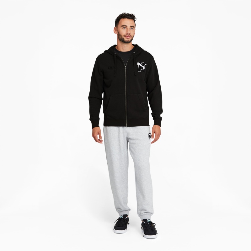 Sudadera con Capucha Puma PUMA x PUMA Full-Zip Negros | 61423UJRB