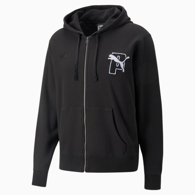 Sudadera con Capucha Puma PUMA x PUMA Full-Zip Negros | 61423UJRB