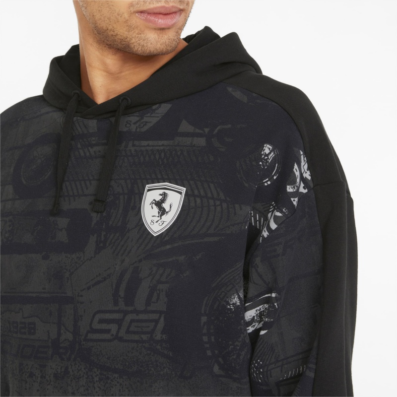 Sudadera con Capucha Puma Scuderia Ferrari Race Printed Negros | 47198VDUH