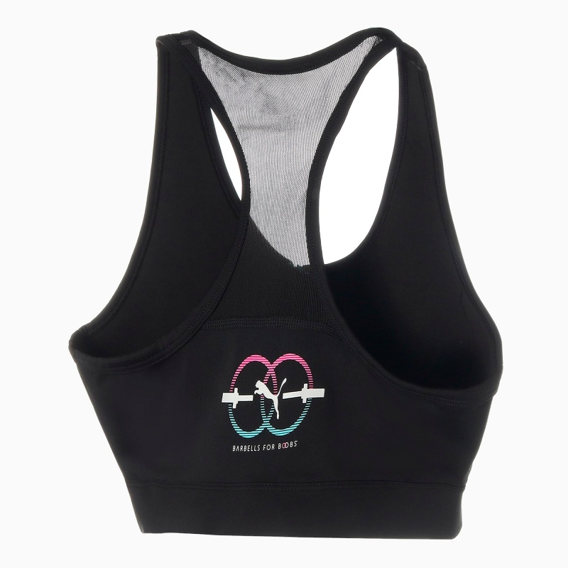 Sujetador Deportivo Puma PUMA x BARBELLS FOR BOOBS Zip Front Entrenamiento Negros | 63521PZRY