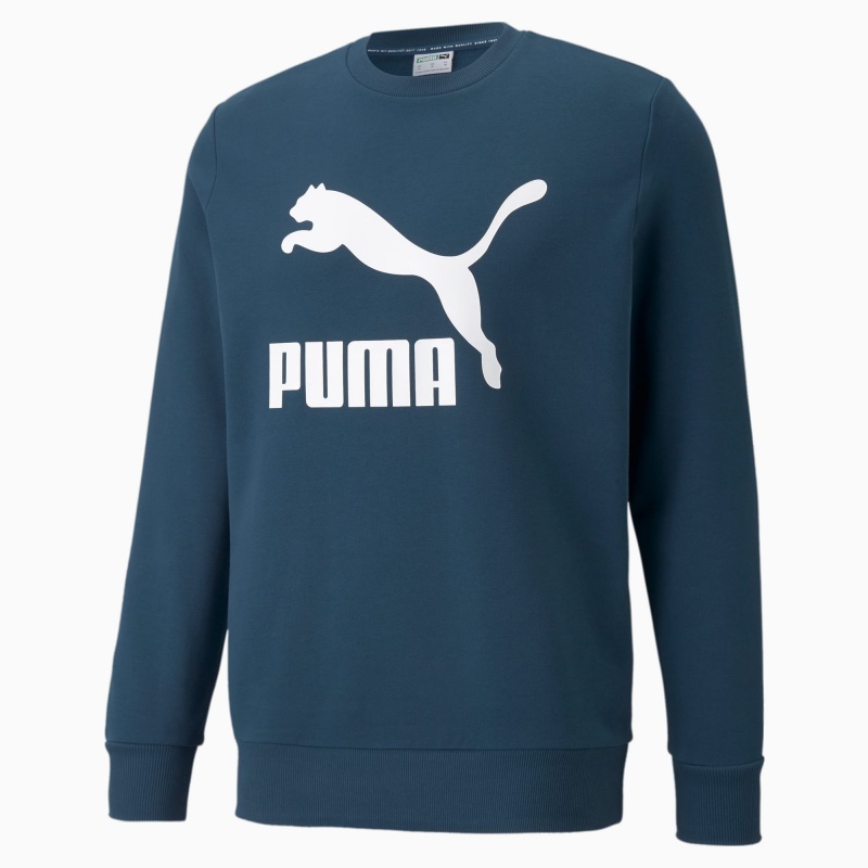 Suéter Puma Classics Logo Crew Neck Azules Blancos | 27318EKVC
