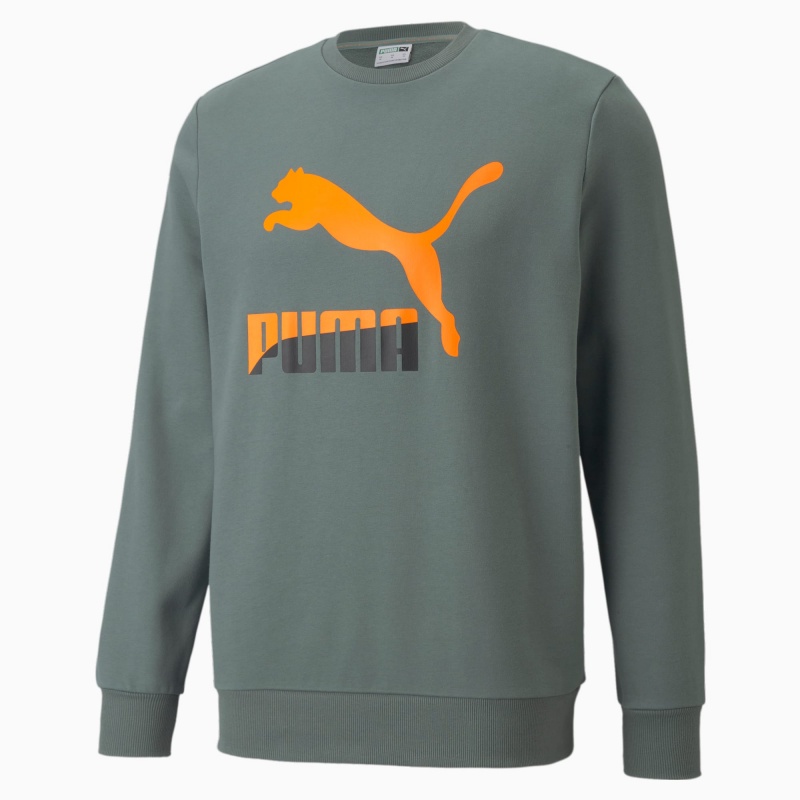 Suéter Puma Classics Logo Crew Neck Verdes | 51689MVJB