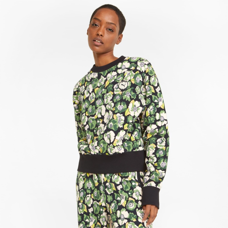Suéter Puma PUMA x LIBERTY Printed Crew Neck Negros Flores | 23084LQXY