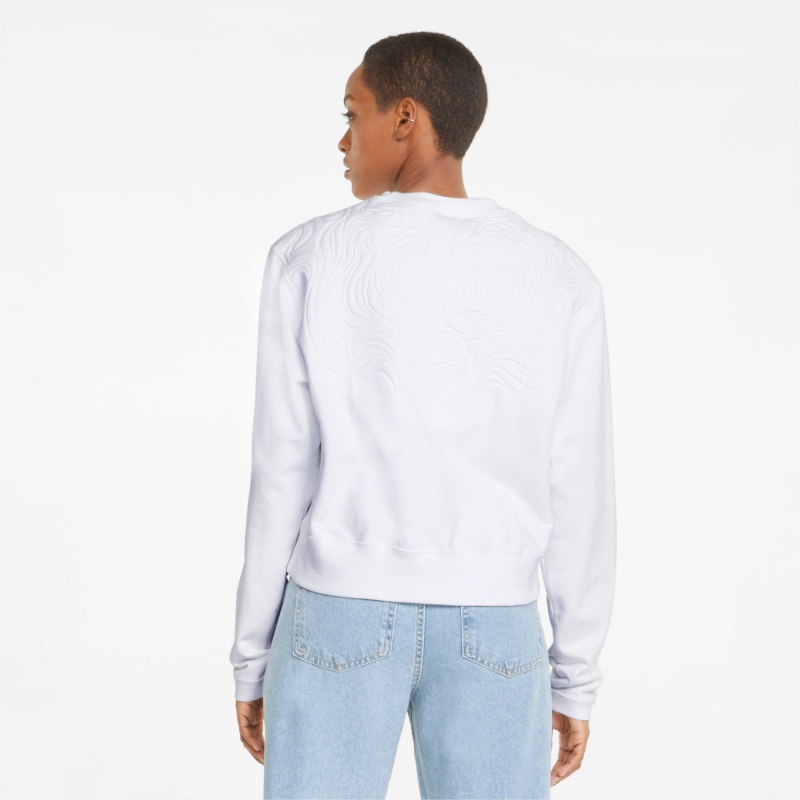 Suéter Puma Snow Tiger Boxy Crew Neck Blancos | 57830QMKY