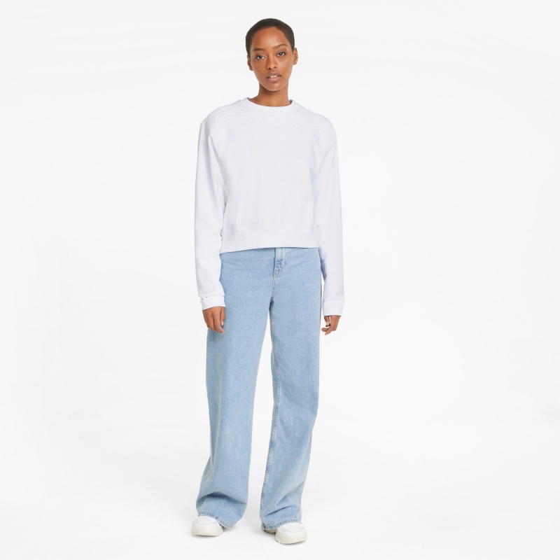 Suéter Puma Snow Tiger Boxy Crew Neck Blancos | 57830QMKY