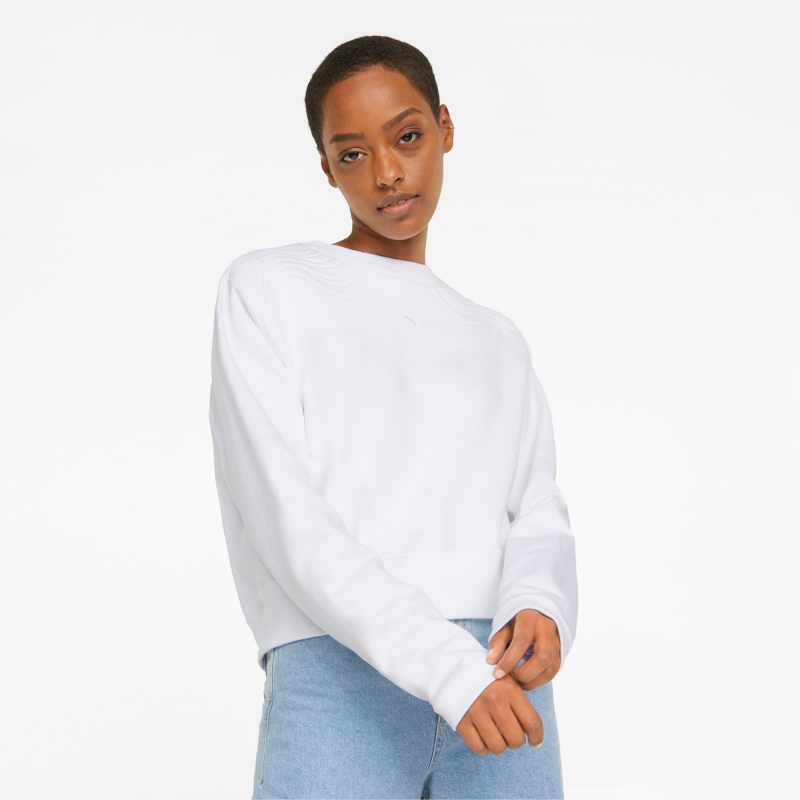 Suéter Puma Snow Tiger Boxy Crew Neck Blancos | 57830QMKY