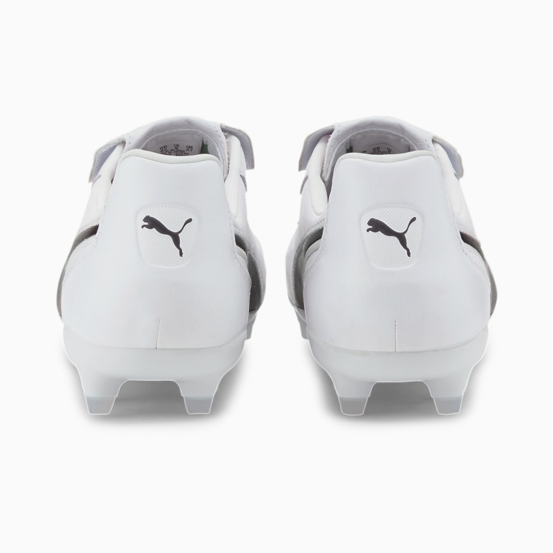 Tacos de Futbol Puma King Top FG Blancos Negros Blancos | 52948FAND