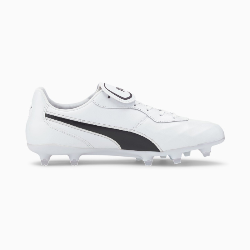 Tacos de Futbol Puma King Top FG Blancos Negros Blancos | 52948FAND