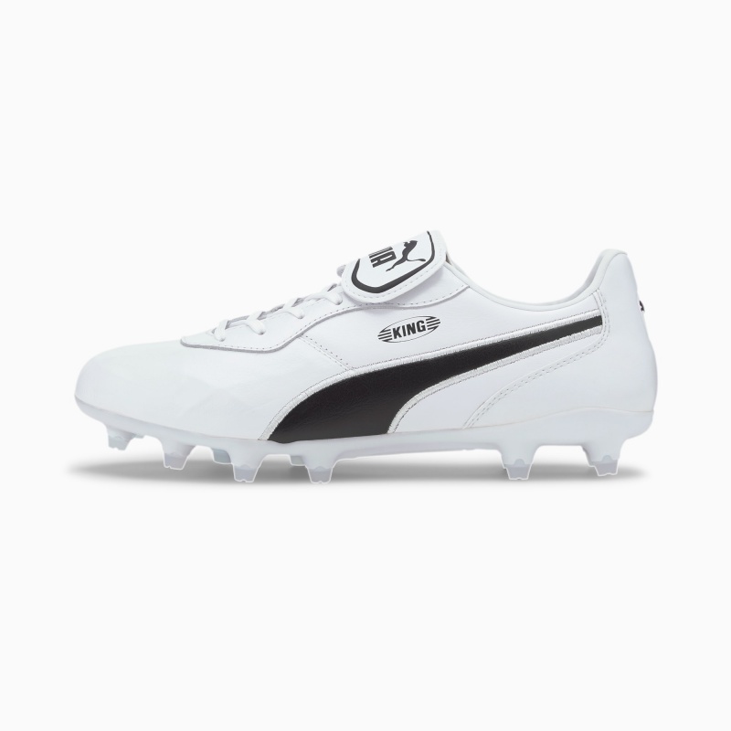 Tacos de Futbol Puma King Top FG Blancos Negros Blancos | 52948FAND